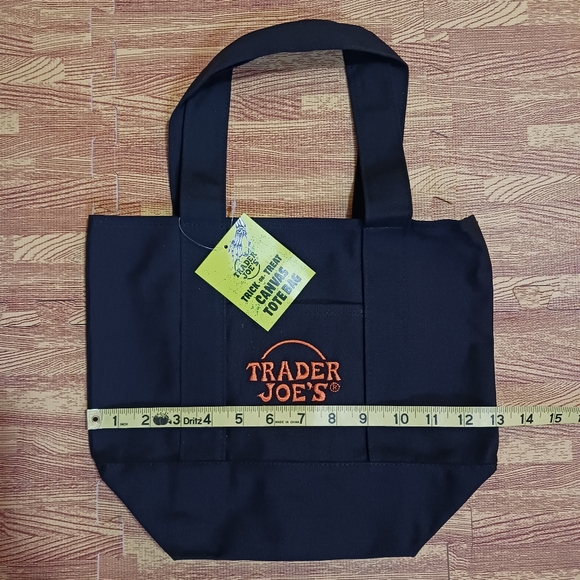 Trader Joe's Fall Season Canvas Mini Tote Bags Black w Orange Embroidery - Picture 2 of 3